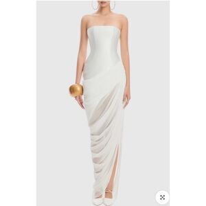 Strapless Ruched Midi Dress